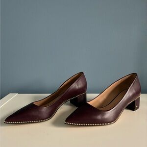 Coach Dark Red Leather Block Heels